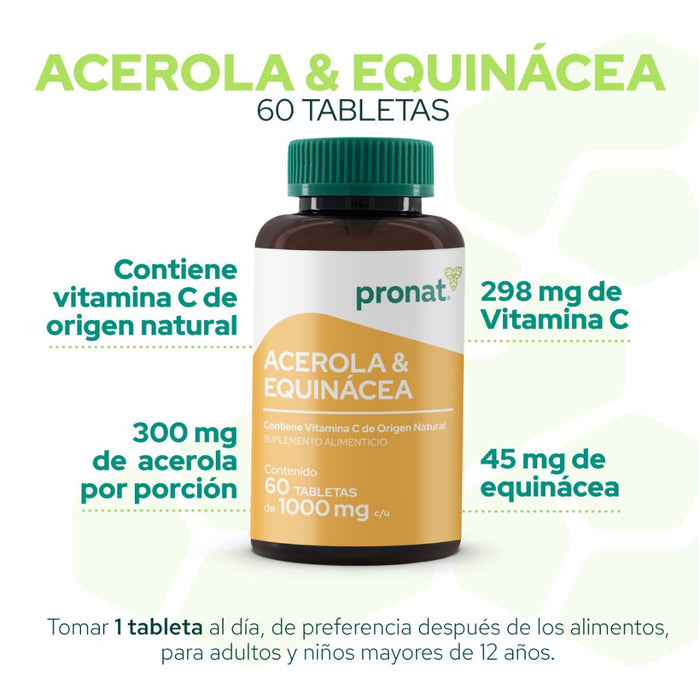 Acerola y Equinácea 60 tabetas - Pronat