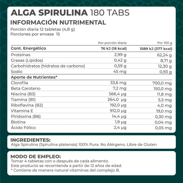 Alga Spirulina 180 tabletas - Pronat