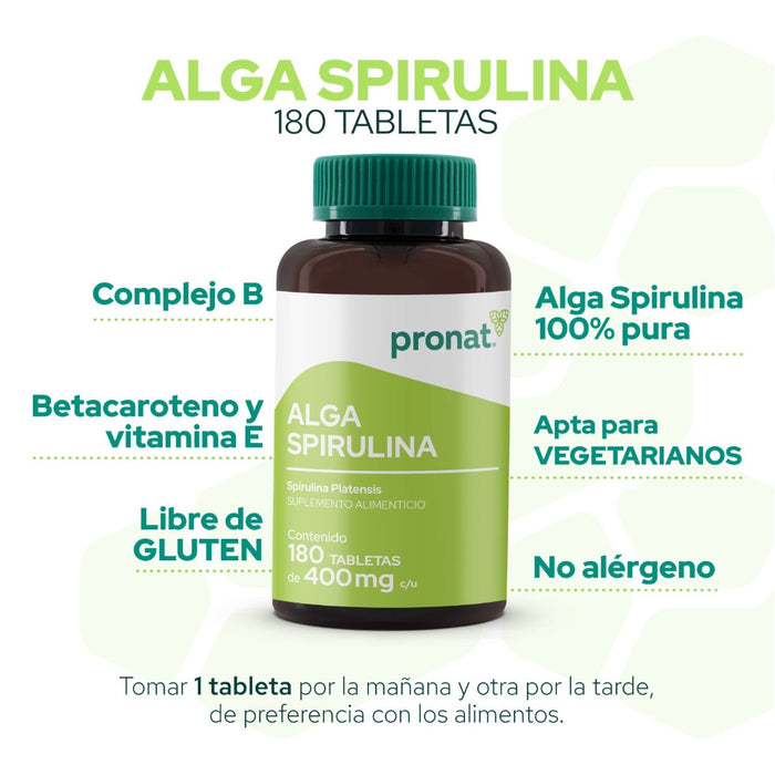 Alga Spirulina 180 tabletas - Pronat