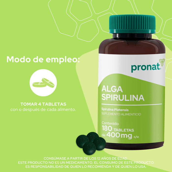 Alga Spirulina 180 tabletas - Pronat