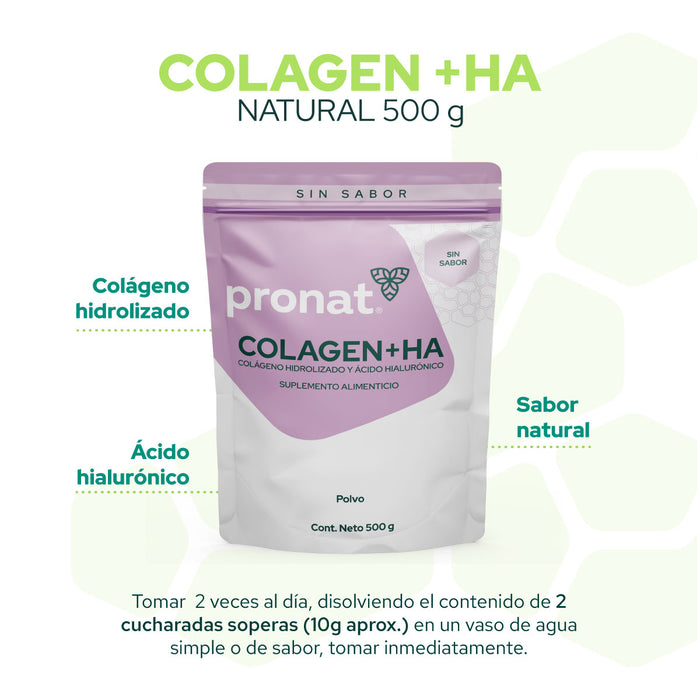 KIT 2 PIEZAS - Colagen + HA (Colágeno + Ácido Hialurónico) natural 500 gr
