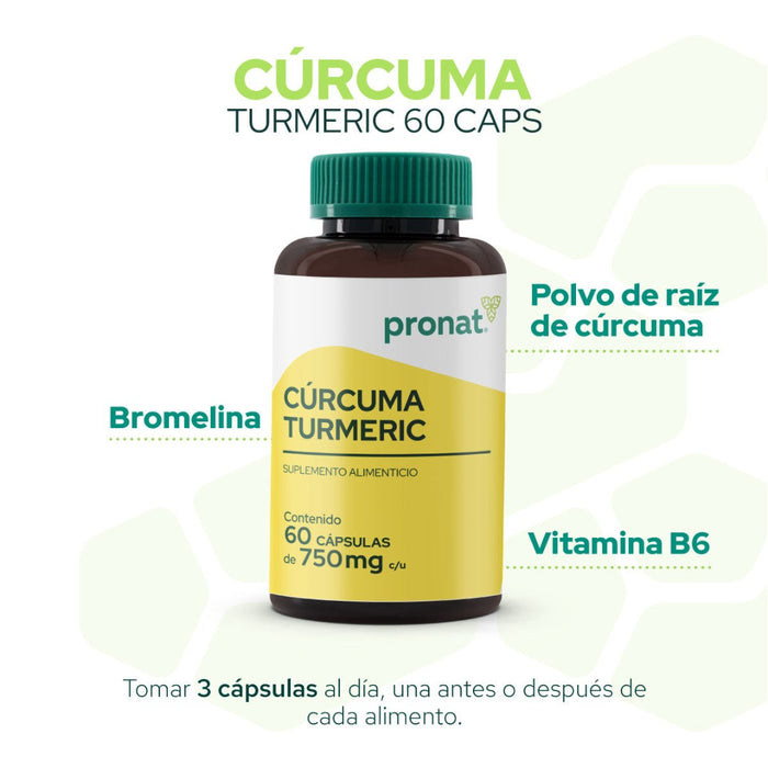 Cúrcuma Turmeric 60 caps - Pronat