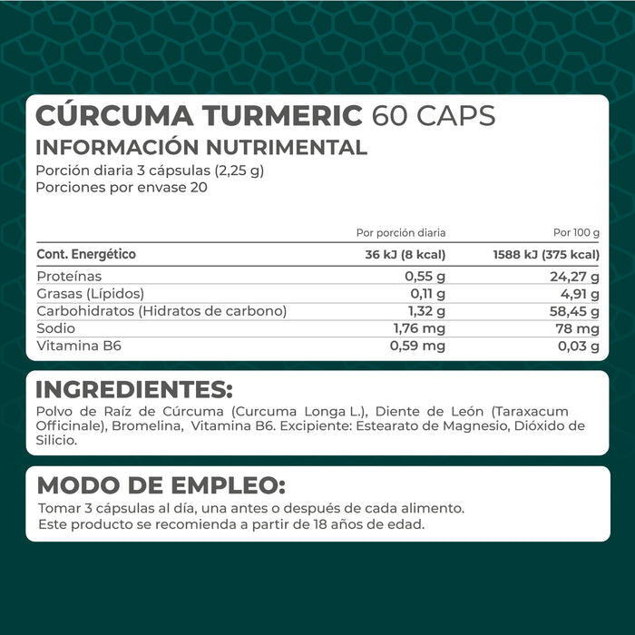 Cúrcuma Turmeric 60 caps - Pronat