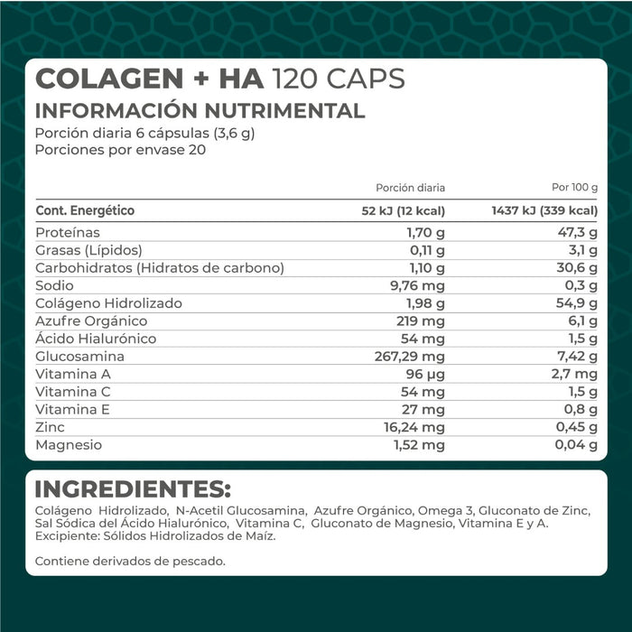 Colagen+HA 120 cápsulas - Pronat