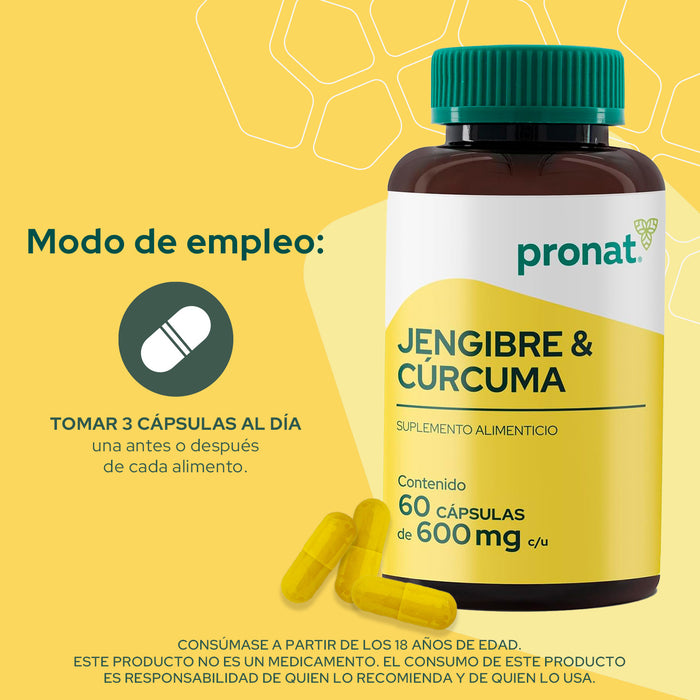 Jengibre y Cúrcuma 60 cápsulas  - Pronat