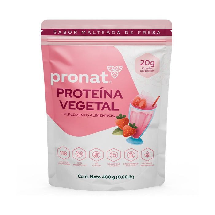 Proteína Vegetal sabor malteada de fresa 400g - Pronat