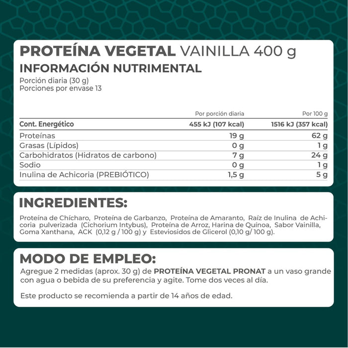 Proteína Vegetal Vainilla 400g - Pronat