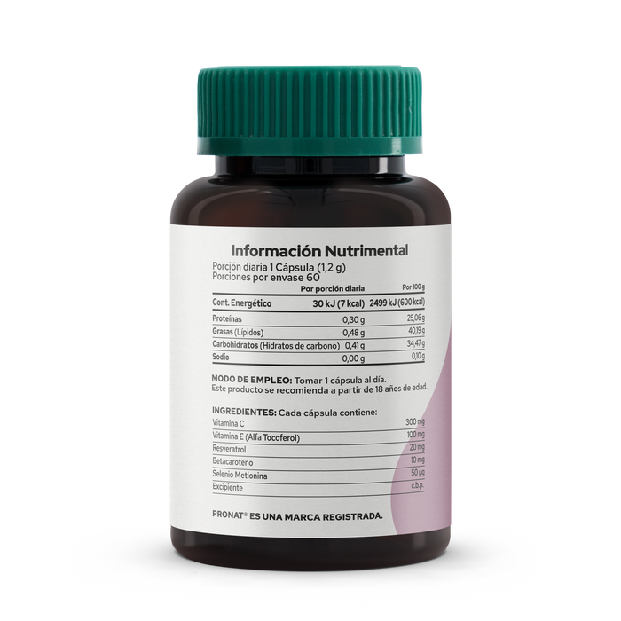 RESVERATROL con antioxidante 60 cápsulas - Pronat