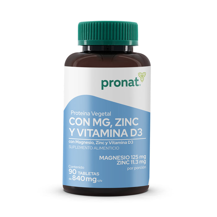 Magnesio & Zinc con Proteína Vegetal 90 Tabletas- Pronat