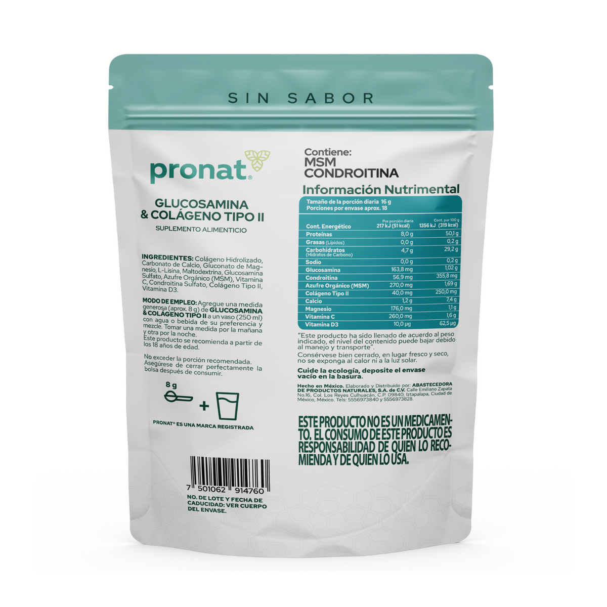 Kit 2 piezas Glucosamina & Colágeno Tipo II Sin sabor polvo 300g