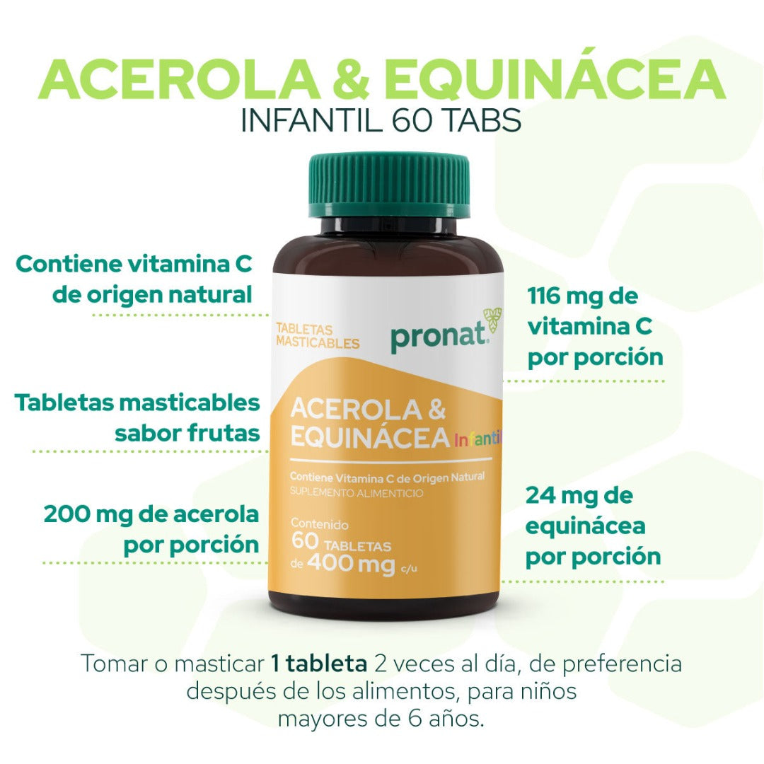 Acerola & Equinácea KIDS 60 tabletas - Pronat