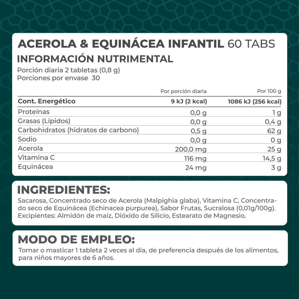 Acerola & Equinácea KIDS 60 tabletas - Pronat
