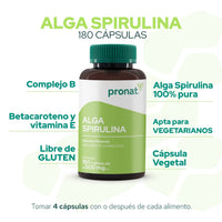 Alga Spirulina 180 cápsulas - Pronat