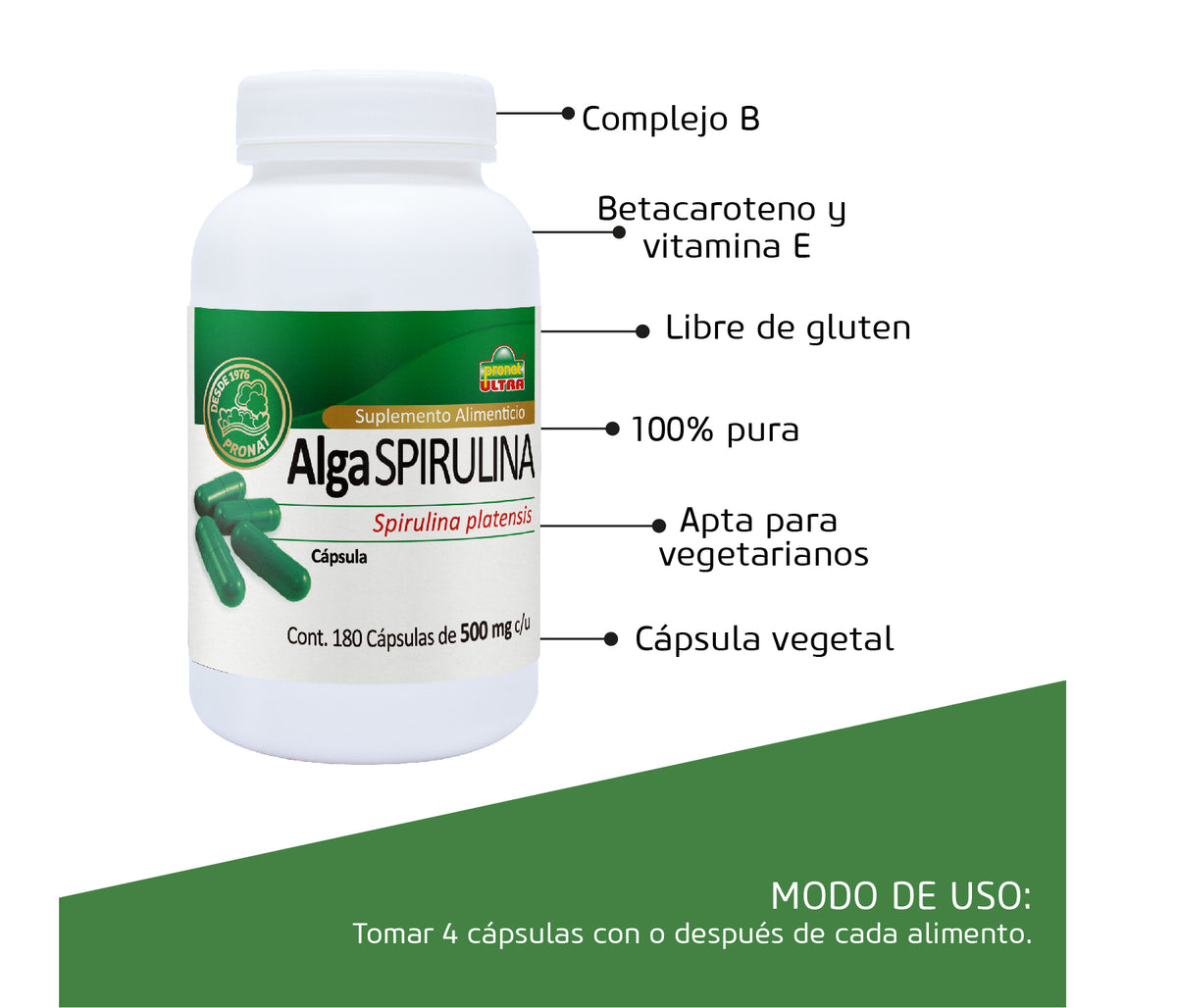 KIT 2 PIEZAS - Alga spirulina 180 caps
