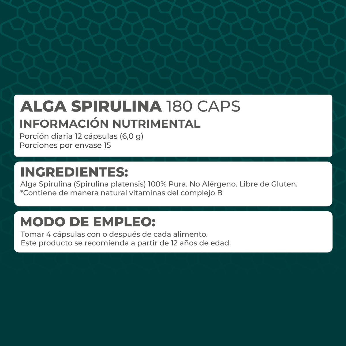 Alga Spirulina 180 cápsulas - Pronat