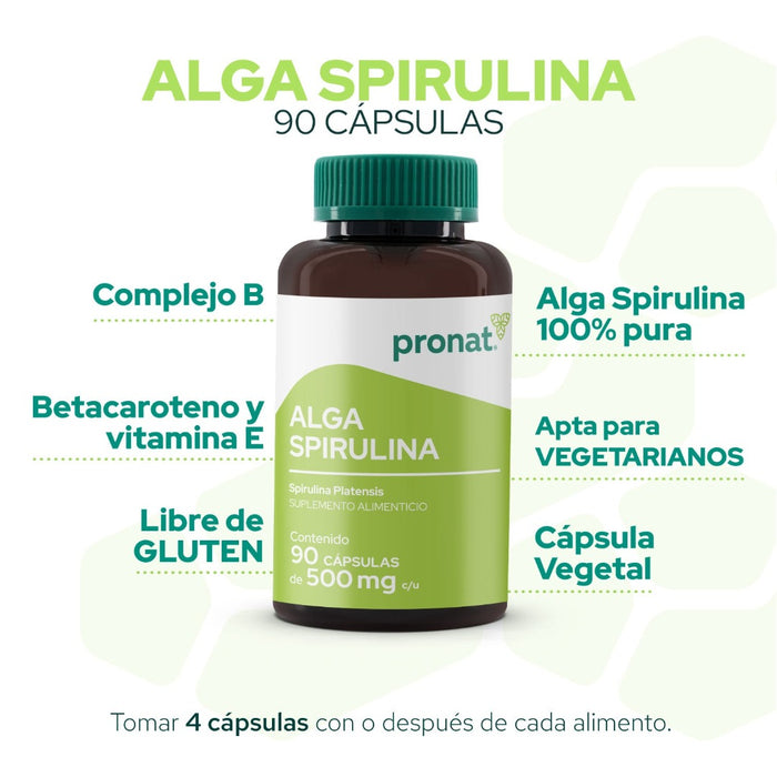 Alga Spirulina 90 cápsulas - Pronat