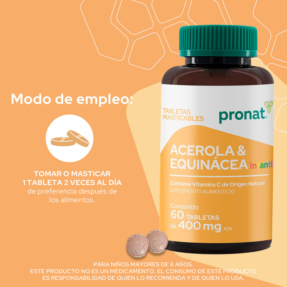 Acerola & Equinácea KIDS 60 tabletas - Pronat