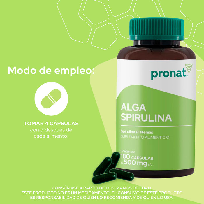 Alga Spirulina 180 cápsulas - Pronat