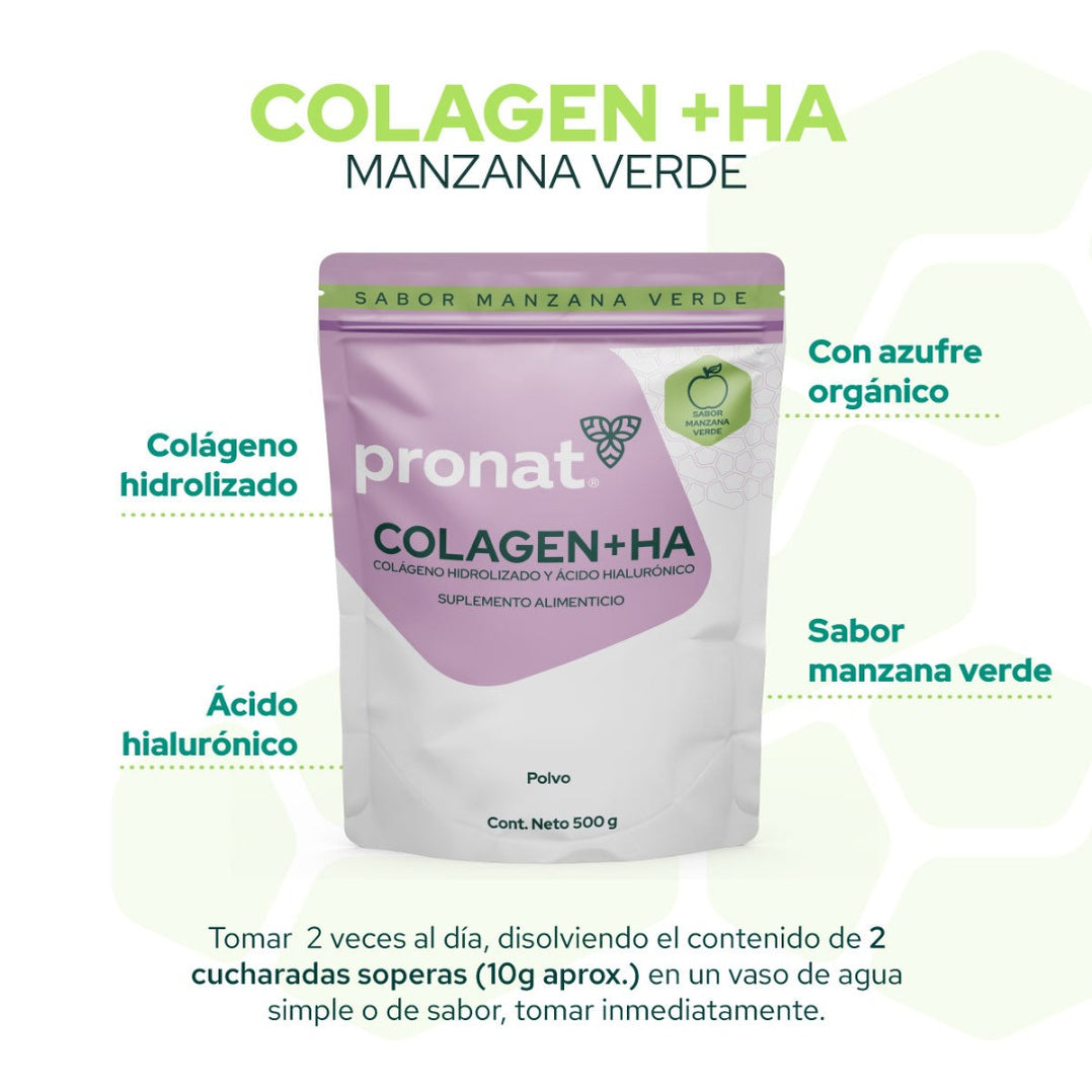 Colagen + Ha (Colágeno y Ácido Hialurónico) Manzana Verde polvo 500 g ...