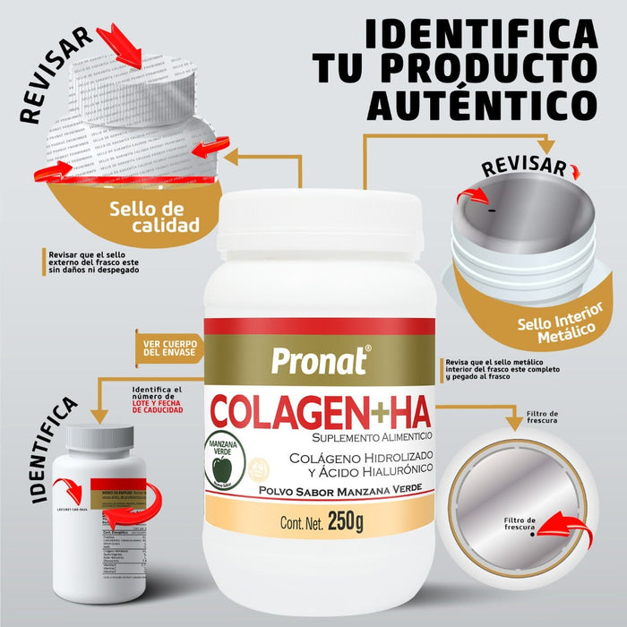 Colagen + Ha (Colágeno y Ácido Hialurónico) Manzana Verde polvo 250 g