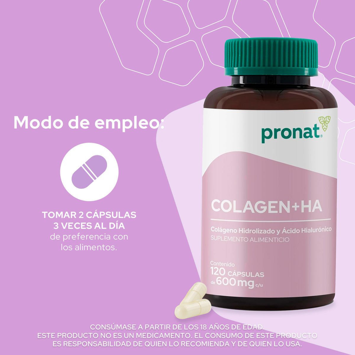 Colagen+HA 120 cápsulas - Pronat
