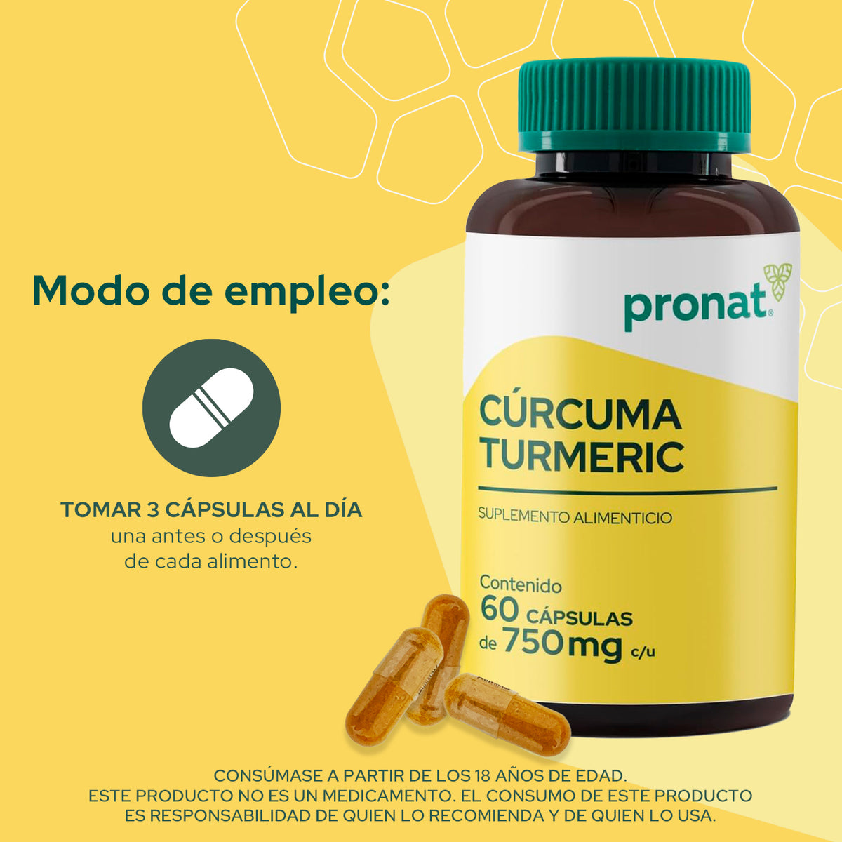 Cúrcuma Turmeric 60 caps - Pronat