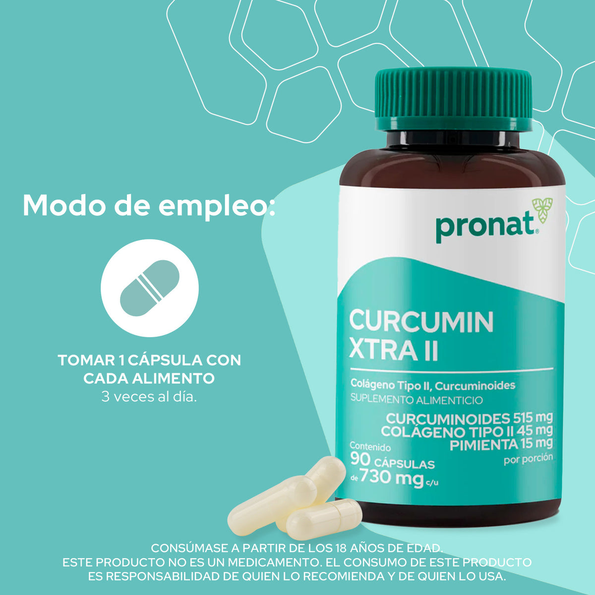 Curcumin Xtra II 90 cápsulas - Pronat