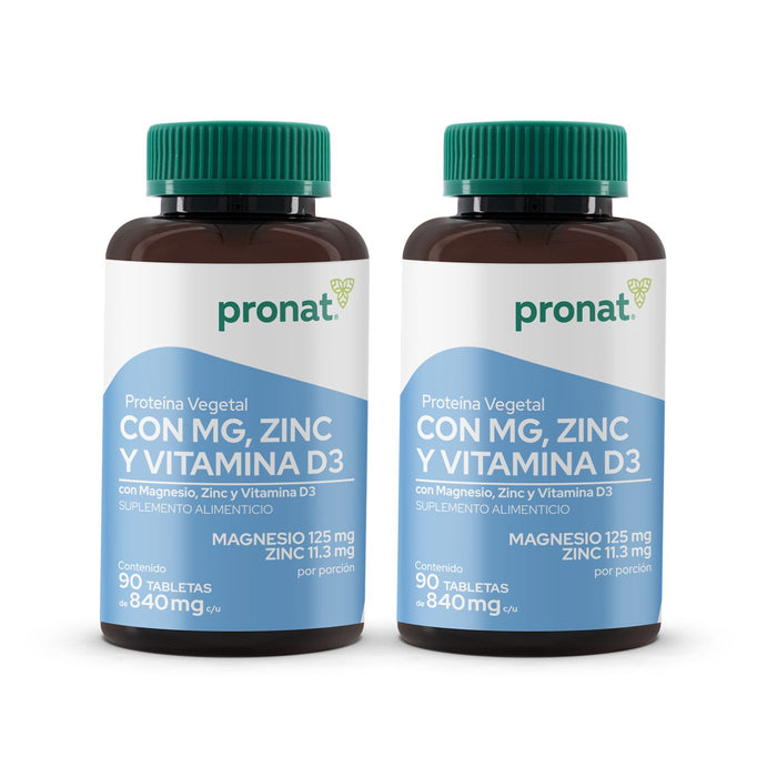 KIT 2 Piezas Magnesio & Zinc + Proteína vegetal 90 Tabletas- Pronat