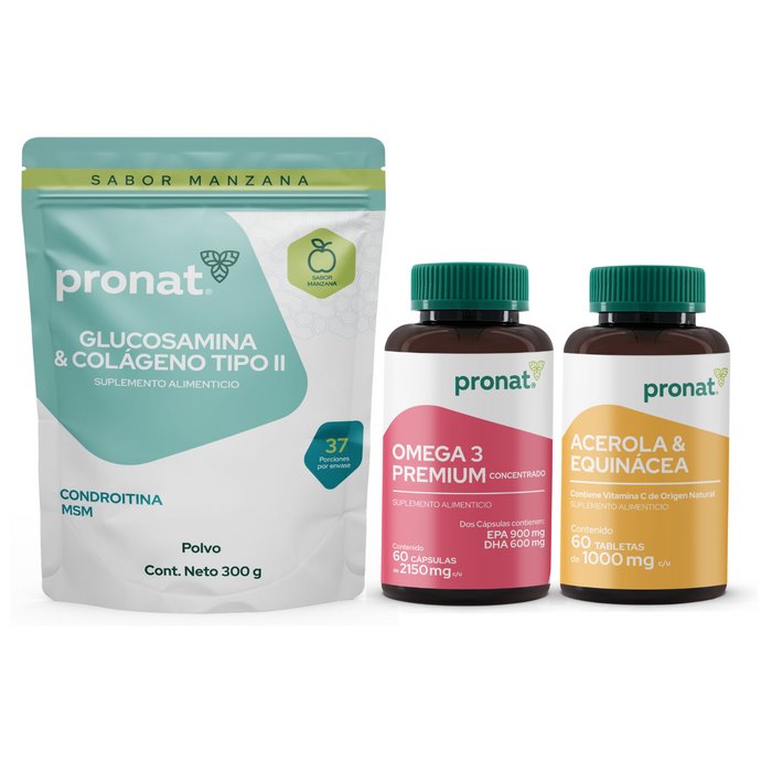 Kit Corredor Omega 3, Vitamina C  y Glucosamina con colágeno tipo 2