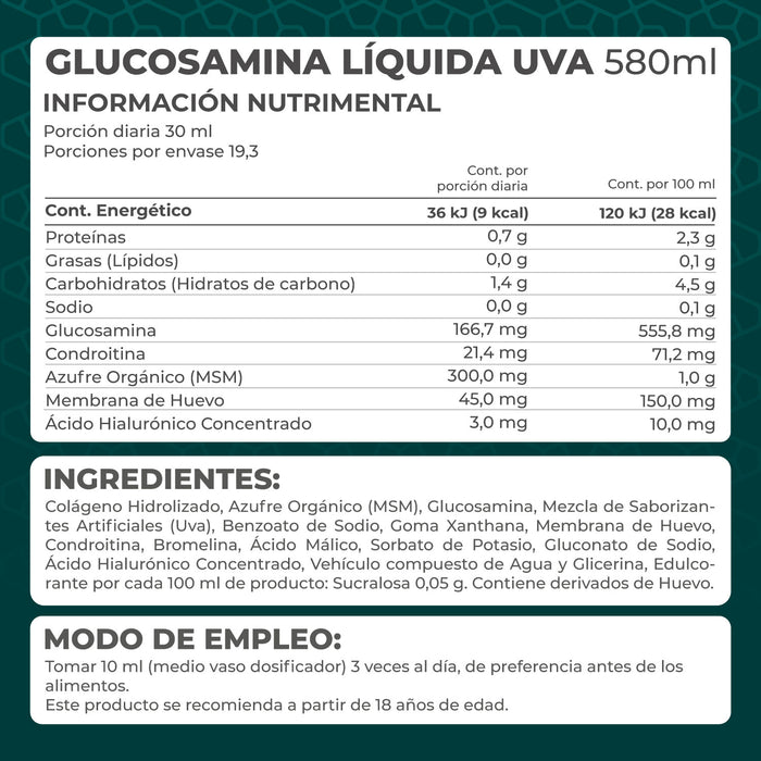 Glucosamina Líquida uva 580 ml - Pronat