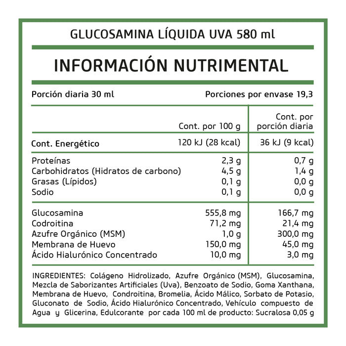 KIT 2 PIEZAS- Glucosamina Líquida uva 580 ml.