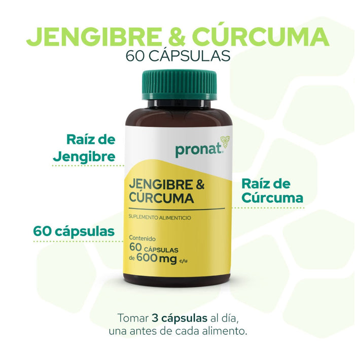 Jengibre y Cúrcuma 60 cápsulas  - Pronat