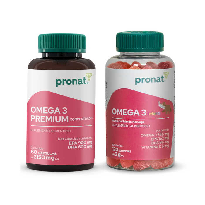 KIT Omega 3 Premium 60 Cáps y Omega 3 Infantil 120 Gomitas