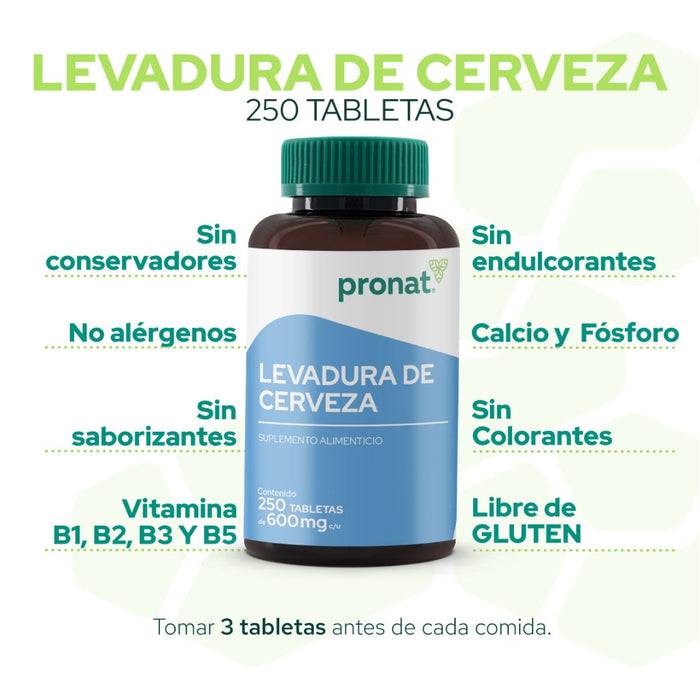 Levadura de Cerveza 250 tabletas - Pronat
