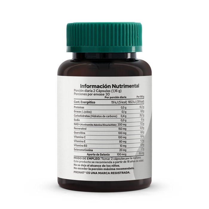 NAD+ Suplemento Alimenticio 60 Cápsulas Antioxidante