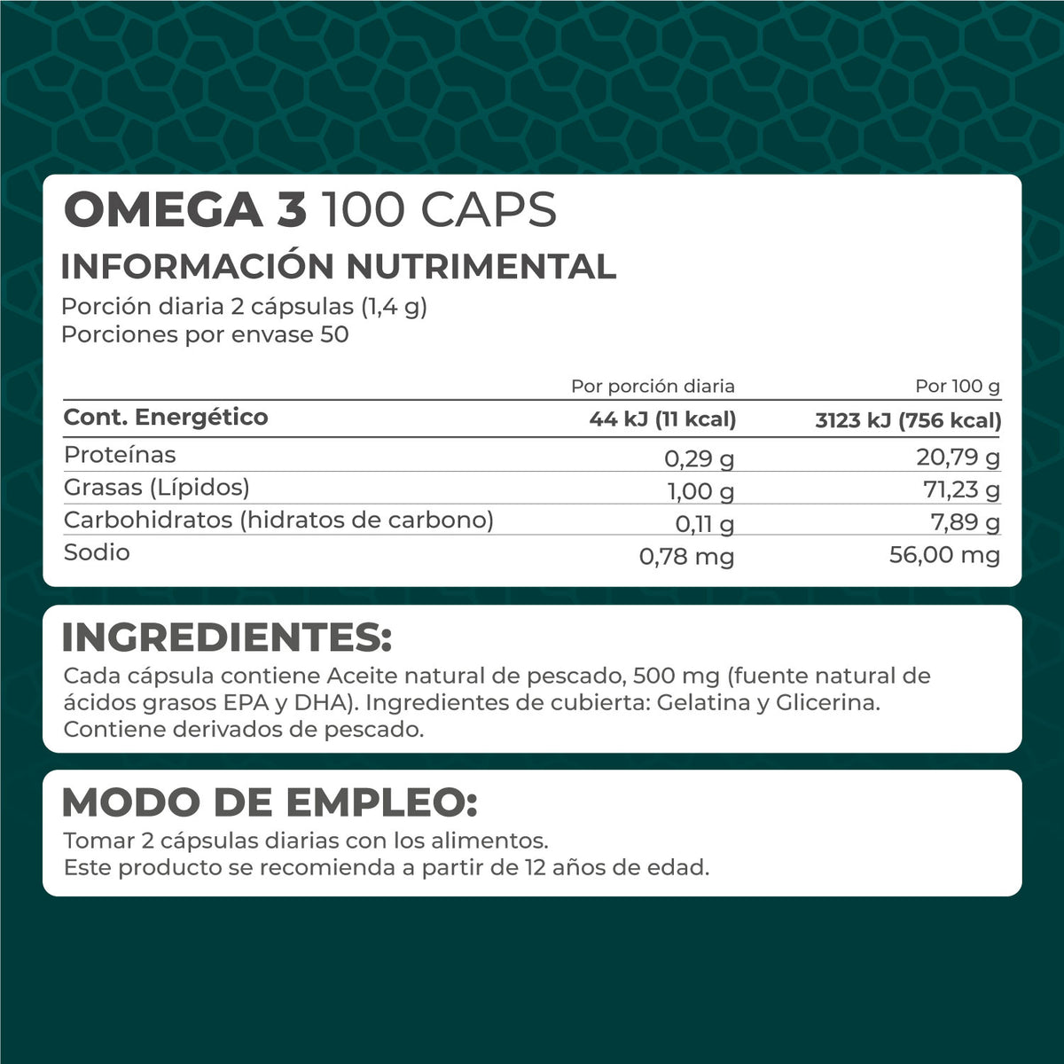 Omega 3 - 100 cápsulas - Pronat