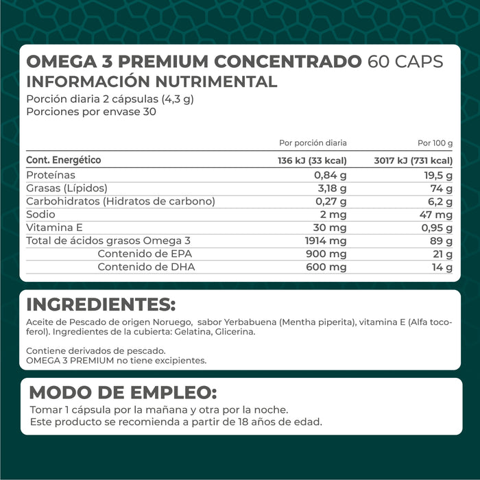KIT 3 PIEZAS - Omega 3 Premium concentrado 60 caps