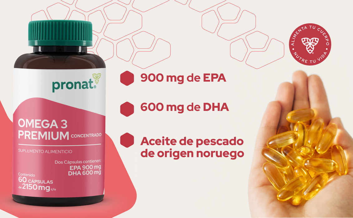 Omega 3 Premium Concentrado – 1500 mg EPA + DHA por porción | 60 cápsulas | Pronat