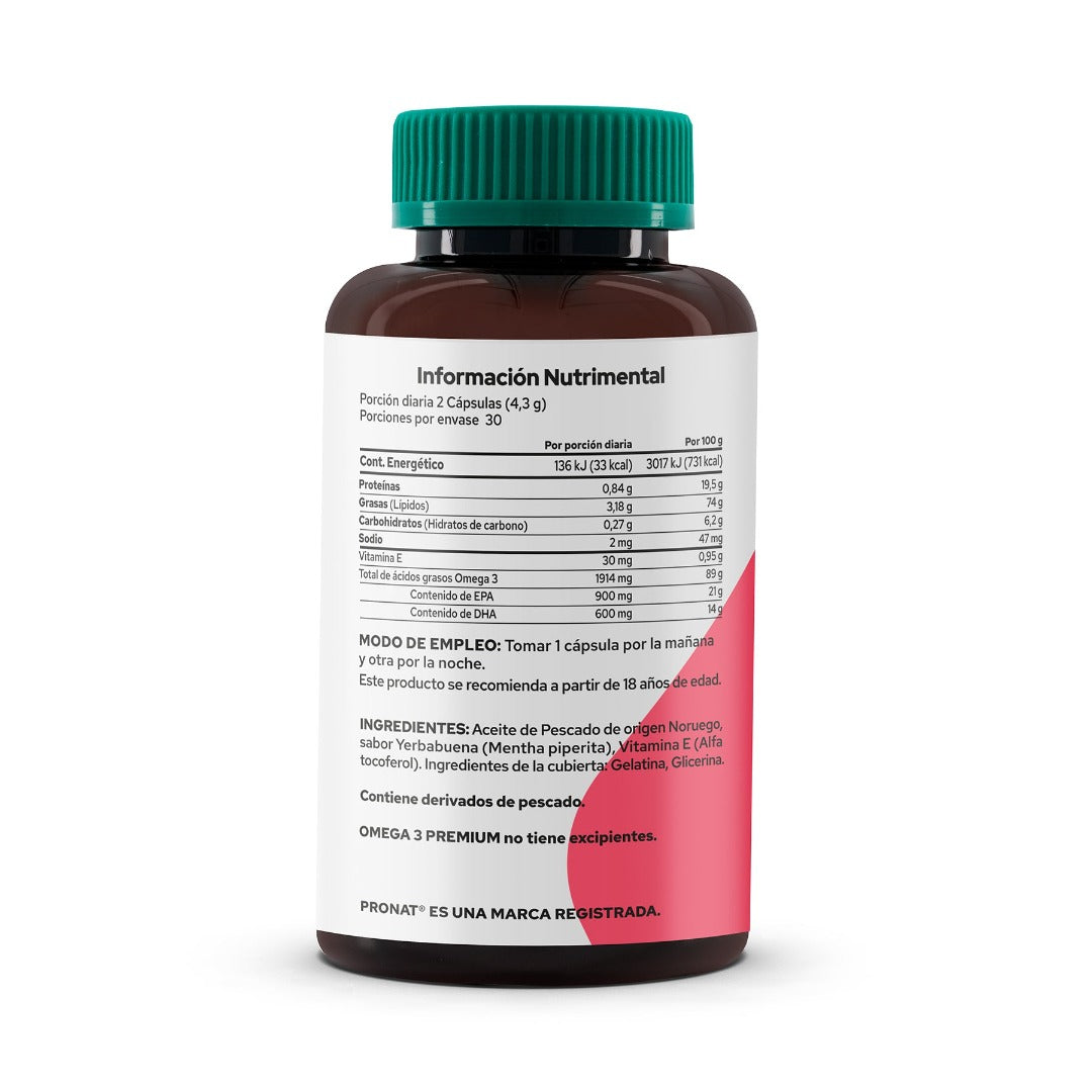 Omega 3 Premium Concentrado – 1500 mg EPA + DHA por porción | 60 cápsulas | Pronat