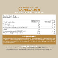 Proteína Vegetal Sabor Vainilla, Caja con 12 sobres de 30 gramos