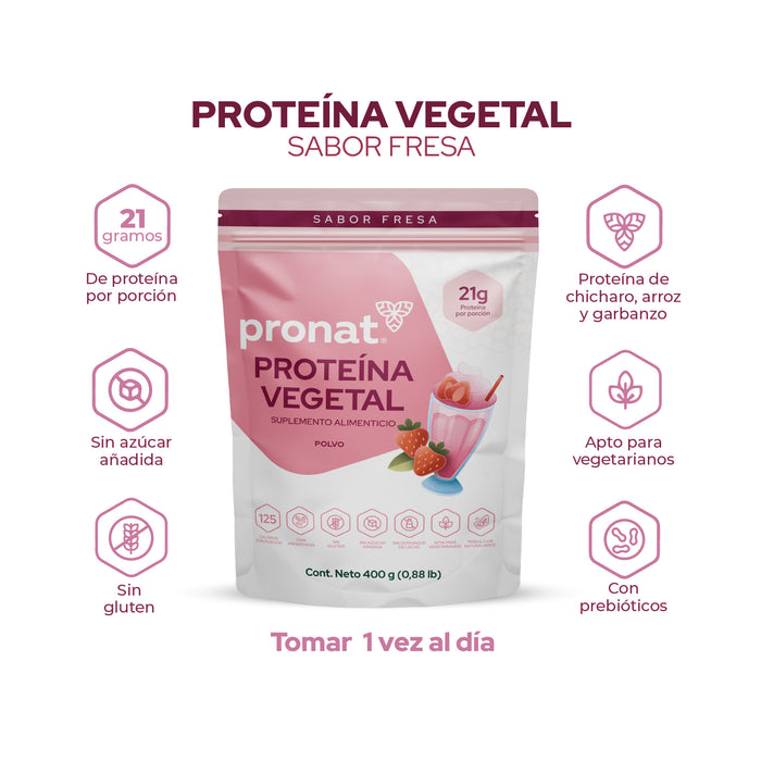 Proteína Vegetal sabor malteada de fresa 400g - Pronat