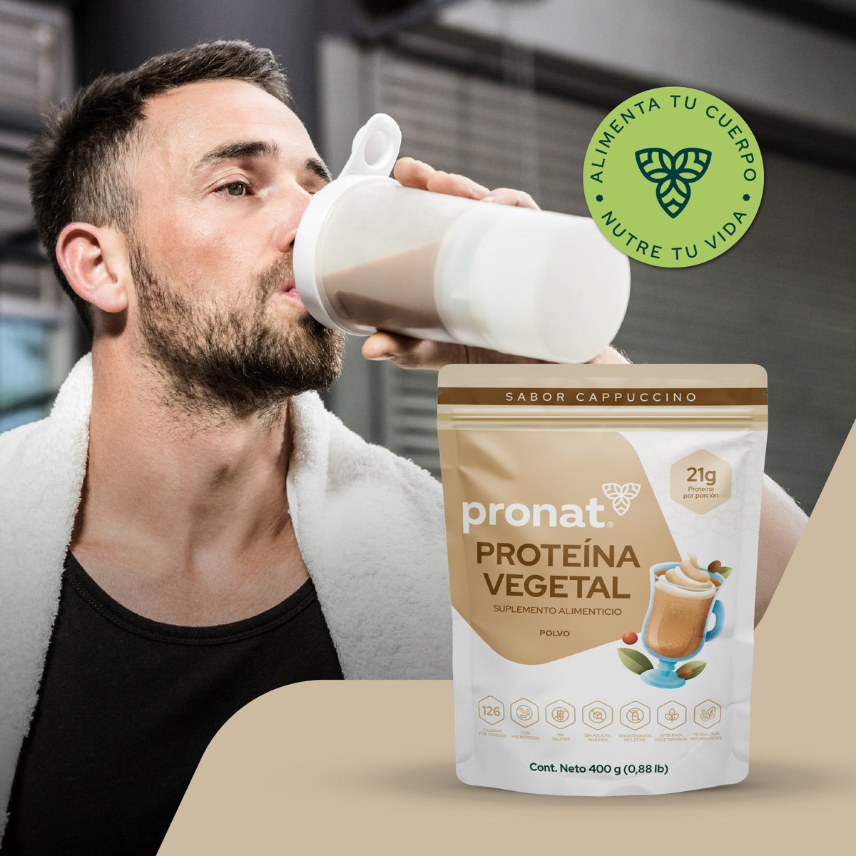Proteína Vegetal Cappuccino 400g - Pronat