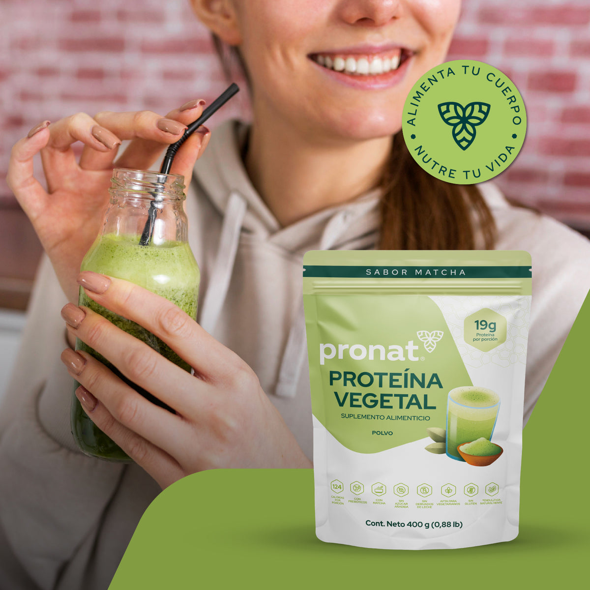 Proteína Vegetal sabor Matcha 400g - Pronat