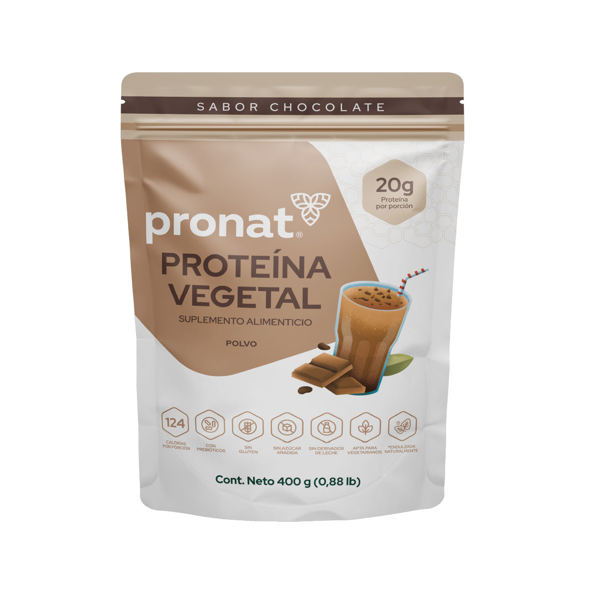 Proteína Vegetal sabor Chocolate 400g - Pronat