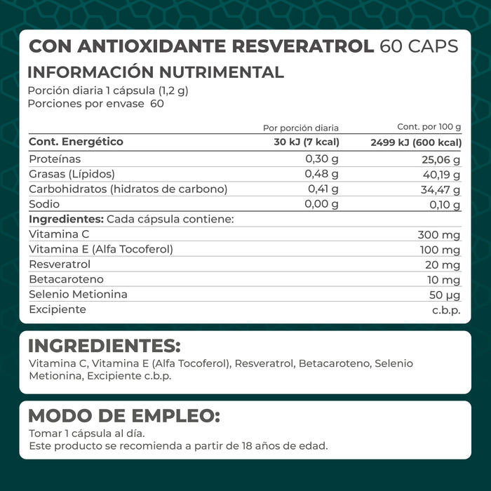 KIT 2 PIEZAS - Resveratrol CON ANTIOXIDANTE 60 caps