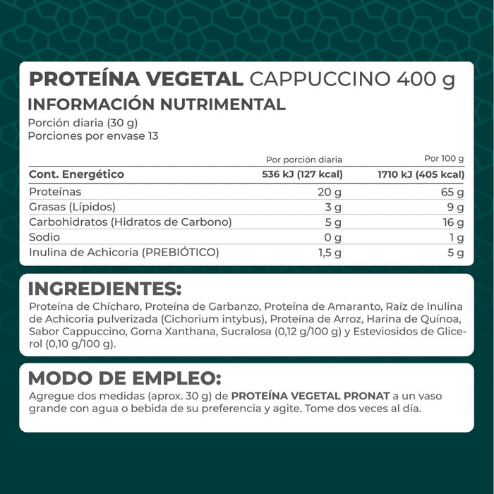 Proteína Vegetal Cappuccino 400g - Pronat