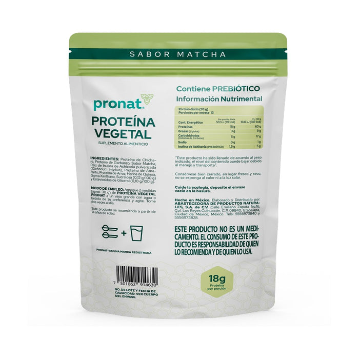 Proteína Vegetal sabor Matcha 400g - Pronat