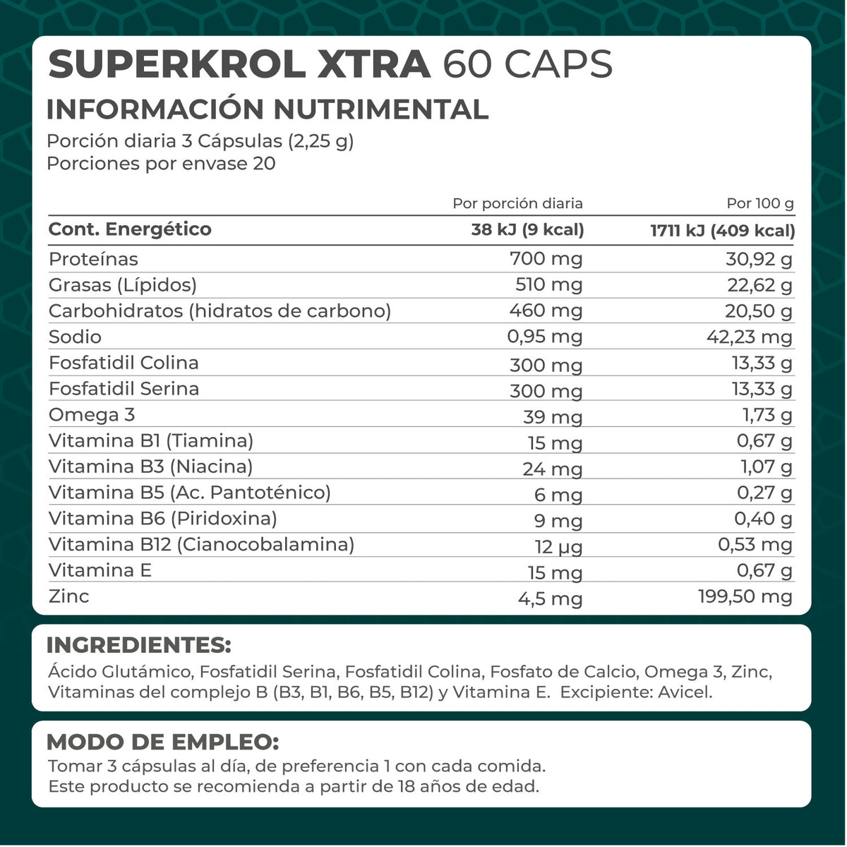 Super Krol XTRA 60 cápsulas - Pronat