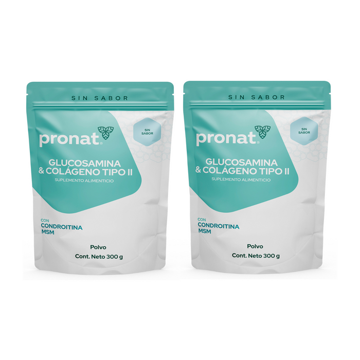 Kit 2 piezas Glucosamina & Colágeno Tipo II Sin sabor polvo 300g
