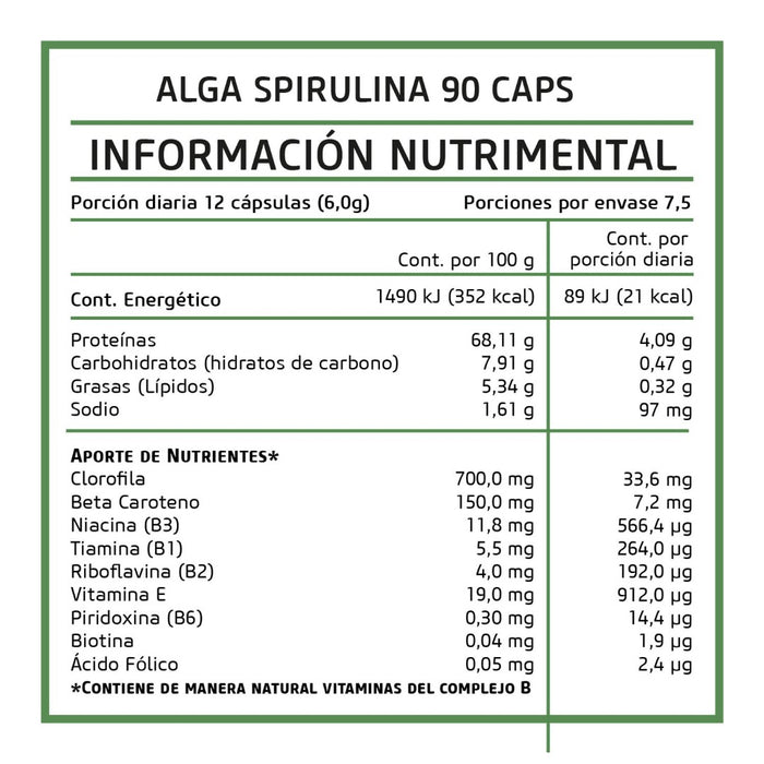 Alga Spirulina 90 cápsulas